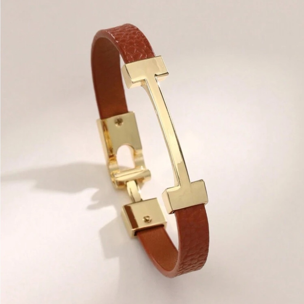 BROWN Vegan Leather Cuff Bracelet